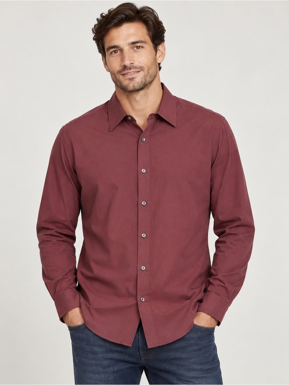 Banana Republic Men's Button-Up Dress Shirt - Maroon Size XL (0038)